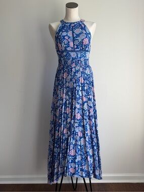 Nameless Blue Floral Halter Maxi Dress